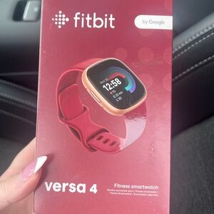 Fitbit Versa 4 Smartwatch - Red and Gold